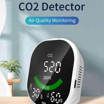 Multifunctional 3in1 CO2 Temperature Humidity Monitoring Device Digital Display Household Air Quality Detector with Brightness Adjustment and Over-limit Alarm Function