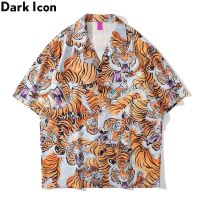 เสื้อเชิ้ตสําหรับผู้ชายแขนสั้นพิมพ์ลาย Dark Icon Tiger