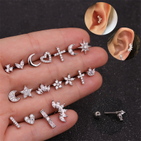 1ชิ้นพังก์สแตนเลสดาวคริสตัลเพทาย Helix Tragus ริมฝีปากต่างหู Cartiliage จมูกหูเจาะเครื่องประดับร่างกายสำหรับเด็ก