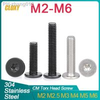 10/ 20/ 50pcs Black Zinc-Plated 304 Stainless Steel M2 M2.5 M3 M4 M5 M6 CM Torx Six-Lobe Ultra Thin Flat Wafer Head Screw Bolt