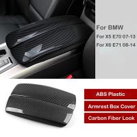 2Pcs Car Carbon Fiber Center Armrest Box Cover Trim For BMW X5 E70 2007 2008 2009 2010 2011 2012 2013 Pipe Fittings Accessories