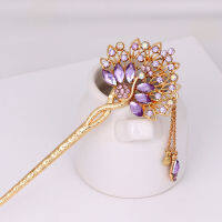 【CW】R Chinese Traditional Hairpin Female Hanfu Decoration Colorful Rhinestone Hair Headdress Accessories