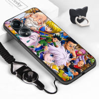 เคสโทรศัพท์มือถือแหวนใส่นิ้ว + สายคล้องสำหรับ OPPO A58 4G เคสลายการ์ตูนน่ารัก Killua GON · FREECSS เคสโทรศัพท์ดีไซน์ซิลิโคนนิ่มกันกระแทกสำหรับเด็กผู้หญิงและเด็กผู้ชาย