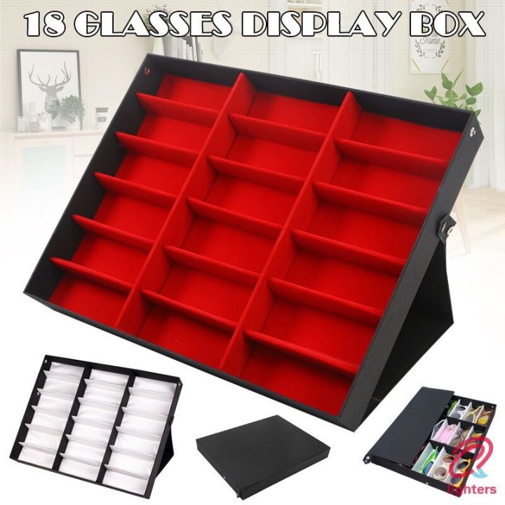 18-eyeglasses-storage-box-ตารางกล่องเก็บแว่นกันแดด-organizer-กล่องโชว์แว่นตาขาตั้งผู้ถือแว่นตา