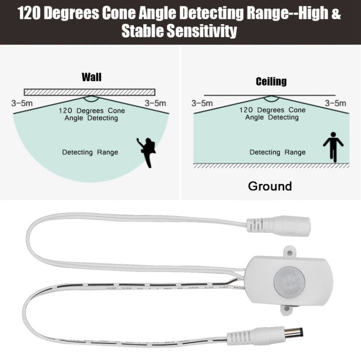 vbestlife-5a-dc-6-24-โวลต์-mini-pir-motion-sensor-สวิทช์-occupancy-sensor-สำหรับ-diy-led-light-sensor-120-องศาการตรวจจับ-5-7-เมตรระยะตรวจจับ