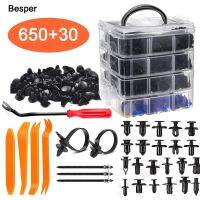 {7ho car tools} Besper 650ชิ้นตัวรถรถรัดคลิปการผลักดันหมุดกันชนชุดแผงตัดประตูอุปกรณ์กำจัด