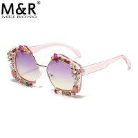 Fashion New Womens Half Frame Colorful Diamond Sunglasses Retro Gradient Stage Performance Decorative Glasses Oчки UV400 Y2k