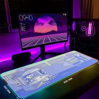 สีชมพู Kawaii RGB Gaming Mousepads โต๊ะ Pad คีย์บอร์ด LED Gamer Mousepad XXL แผ่นรองเมาส์ Luminous แผ่นรองเม้าส์ Design