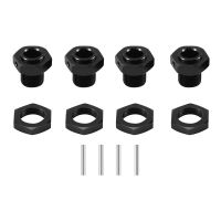 Metal 17mm Wheel Hex Hub Adapter with Nut Accessories for Arrma 1/10 4S KRATON Outcast RC Car Upgrade Parts,Black