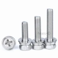 M3 M4 M5 Phillips Drive Hex Head Screws Spring/Flat Washer Bolt