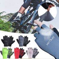 hotx【DT】 Fingerless Gloves Cycling Breathable Non-slip Shockproof Outdoor Fishing Men Half