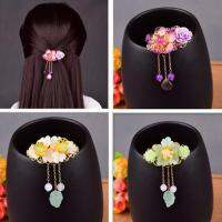 Temperamental Retro Coloured Glaze Onyx Synthetic Flower Hair Jewelry Classical Comfortable Hairpins Exquisite Hanfu Accessories