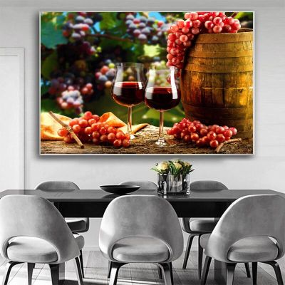 โปสเตอร์ขวดแก้วไวน์และภาพวาดผ้าใบลายพิมพ์ศิลปะบนผนังรูปภาพของ Cuadros3564-5ถังองุ่นของตกแต่งร้านอาหารแบบบ้านๆ (1ชิ้น)