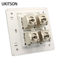 4 Sockets CAT7 RJ45 Keystone Network Outlet Jack Shielded CAT.6A Ethernet Wall Panel Board 86x86mm