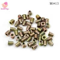 50Pcs M4/M5/M6x8/10/13 Zinc Alloy Thread For Wood Insert Nut Flanged Hex Drive Head Furniture Nuts Wholesale