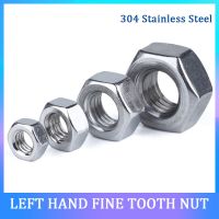 Left Hand Thread Hex Nut Fine Tooth 304 Stainless Steel Reverse Thread Nut M8 M10 M12 M14 M16 M18 M20 M22 M24 Left Tooth Nuts