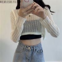 Limited Time Discounts WERUERUYU Women Summer T Shirts Super Short  Long Sleeve See Through Tops Solid Korean Style Clothes