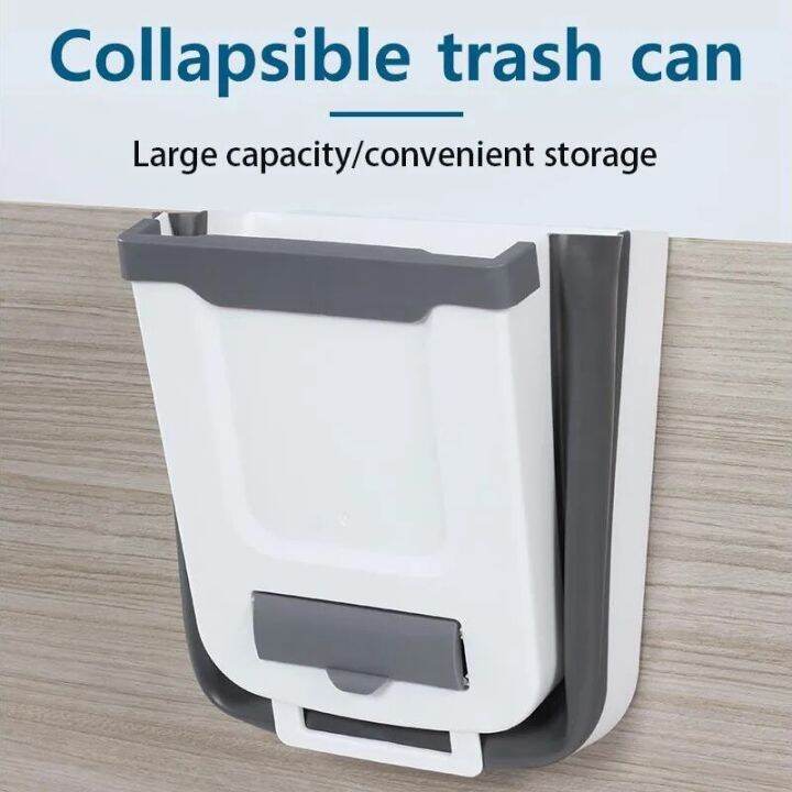 Hanging Trash Bin Foldable Storage Garbage Counter Wall Mounted