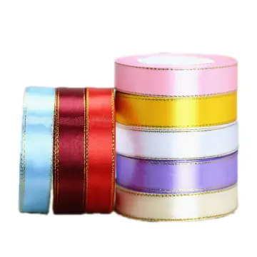 Gold Edge 1 inch (25mm) 25 Yards/Roll Cheap Satin Ribbon For Arts Crafts &  Sewing