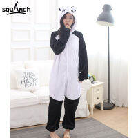 Animal Panda Kawaii Onesie Women Girl Black White Cute Cartoon Pajama Costume With Hooded Fashion Outside Wear Carnival Play