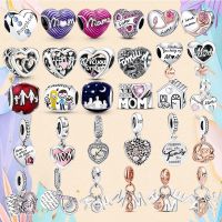 BAMELA 925 Sterling Silver Family Home Charm Mom Sister Daughter Heart Charms Bead For Original Pendant Bracelet Jewelry Gift