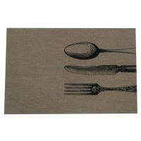 [รับประกันคุณภาพ] แผ่นรองจาน POLYLINEN ลาย SPOON FORK KNIFE รุ่น ABH23425BLACK คละสี อุปกรณ์กันเปื้อน มีสินค้าพร้อมส่ง