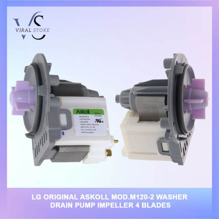 LG Original Askoll Mod.M1202 Washer Drain Pump impeller 4 blades