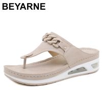 Hot sell Fashion Casual Air Cushion Women Flip Flops Comfortable Sandals Summer Shoes Female Metal Chain Beach Slippers For Womens skt16