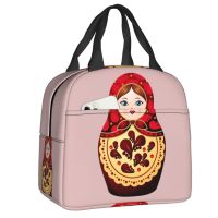 ﹍۩❉ Red Matryoshka Doll Lunch Box Russian Art Babushka Pattern Cooler Thermal Food Insulated Lunch Bag School Children