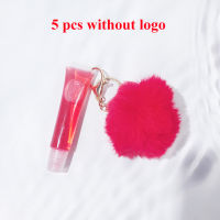 10 Colors Creative Fluff Ball Keychain Lip Gloss Private Label Fruit Flavor Mint Moisturizing Sexy Mouth Lip Glaze