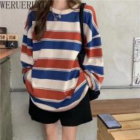 Stripe Graphic T-shirts Korean Fashion Streetwear Y2k Clothes for Women Autumn Winter Long Sleeve Top Harajuku Tshirt Women 2023