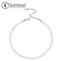 Samload 925 Sterling Silver Minimalist White Gold Glossy Snake Bone Anklet for Women Beach Summer Charm Party Jewelry Accessorie