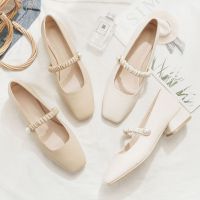 【 French Flat Sole Shoes 】 Mary Jane 2021 Spring Shallow Mouth Square Toe Evening Gentle Style Low Heel Thick Fairy