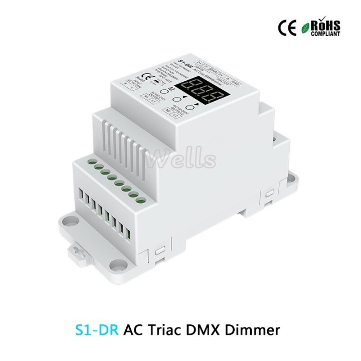 【Worth-Buy】 Gratis Ongkir Din Rail 2 Channel Triac Dmx Dimmer เอาต์พุตคู่ซิลิคอน Dmx 512ตัวควบคุม Ac100-240v 288W