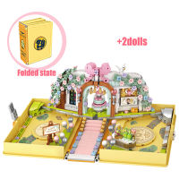 Mini City Courtyard Wedding Book Building Blocks Friends Cartoon Figures DIY Flower Bricks Toys for Children Girls Gift