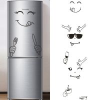 Cute Cartoon Fridge Stickers Vinyl Kitchen Wall Art Stickers Funny Smiley Sunglasses Refrigerator Decals for Home Decoration Refrigerator Parts Access