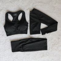 Women Seamless Yoga Set Fitness Sports Suits GYM Cloth Yoga Long Sleeve Shirts High Waist Running Leggings Workout Clothing