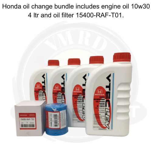 Honda oil change bundle includes engine oil 10w30 4 ltr and oil filter