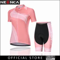 NEENCA Pro ทีมไตรกีฬาชุดสตรีขี่จักรยานย์ระบายอากาศแห้งเร็วแขนสั้นจักรยานเสื้อผ้าด้านบนจักรยานกางเกงขาสั้น4D เบาะขี่จักรยานสั้นสำหรับ MTB ถนนจักรยานสีชมพู