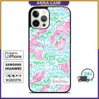 Lilly Pulitzer Summer Lobster Phone Case for iPhone 14 Pro Max / iPhone 13 Pro Max / iPhone 12 Pro Max / XS Max / Samsung Galaxy Note 10 Plus / S22 Ultra / S21 Plus Anti-fall Protective Case Cover