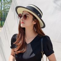 [Hat vendor]2021หมวกชายหาดหมวกข้าวสาลีธรรมชาติหมวกฟาง Boater Fedora Top หมวกปีกแบนผู้หญิงฤดูHat vendorหมวกบังแดดหมวกขอบแบนสำหรับ Holiday Part หมวก