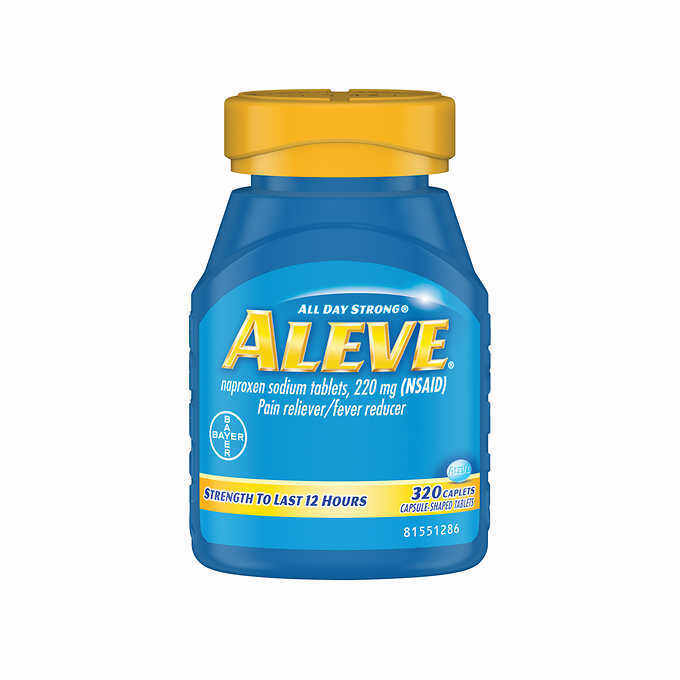 Aleve Naproxen Sodium 220 mg. Pain Reliever/Fever Reducer, 30, 60, 90