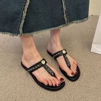 Hot sell Women Flats Chain Slippers 2023 New Casual Clip-toe Shoes Summer Beach Sandals Fashion Flip Flops Slingback Women Walking Slides