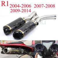 【hot】 Motorcycle Systems Exhaust Muffler Pipe YZF-R1 2004 2005 2006 2007 2008 2009 2010 2011 2012 2013 2014