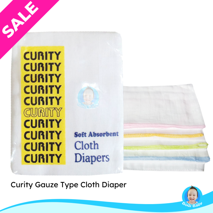 Curity Soft Absorbent Cloth Diapers Gauze Lampin Assorted Color 1 dozen