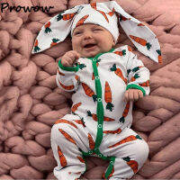 Prowow 0-18M My First Easter Girls Boys Rompers Long Sleeve Carrot Printed Bodysuit For Newborns Baby Easter Costume