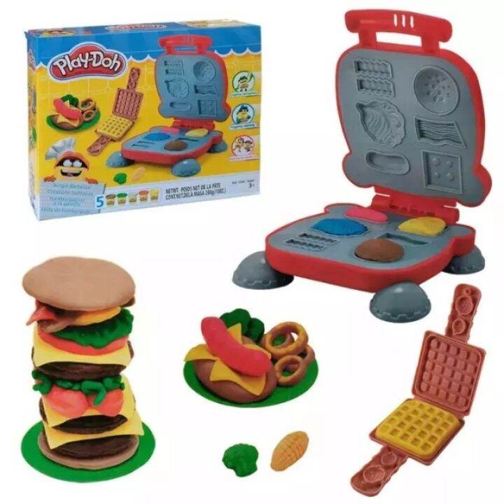 PlayDoh Waffle Maker and Burger Bbq Modeling Clay Dough Playdoh Toys