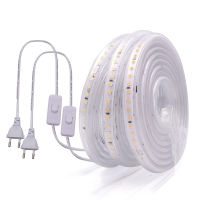 220โวลต์หลอดไฟ LED Strip 2835 120LED /M 20เซนติเมตรตัดสวิตช์เปิด/ปิดสหภาพยุโรปเสียบกันน้ำที่มีความยืดหยุ่น Led ริบบิ้นตกแต่งบ้าน1เมตร10เมตร20เมตร100เมตร