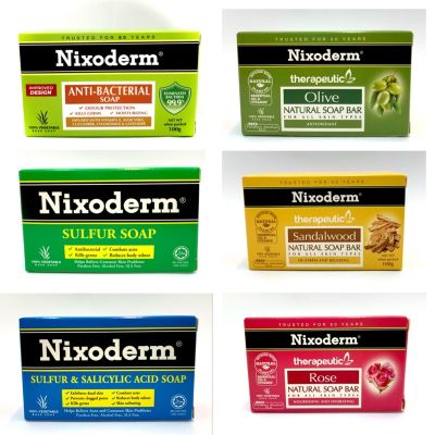 Nixoderm Soap - Sulfur/ Sulfur + Salicyclic Acid/ Therapeutic Soap Free/ Rose/ Olive/ Sandalwood/ Anti-Bacterial 100g