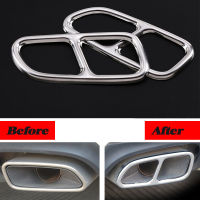 Car Tail Throat Cover Trim Exhaust Outlet Decoration Stickers 2Pcs For Benz CLA C117 2013-2016 Stainless Steel 1Set